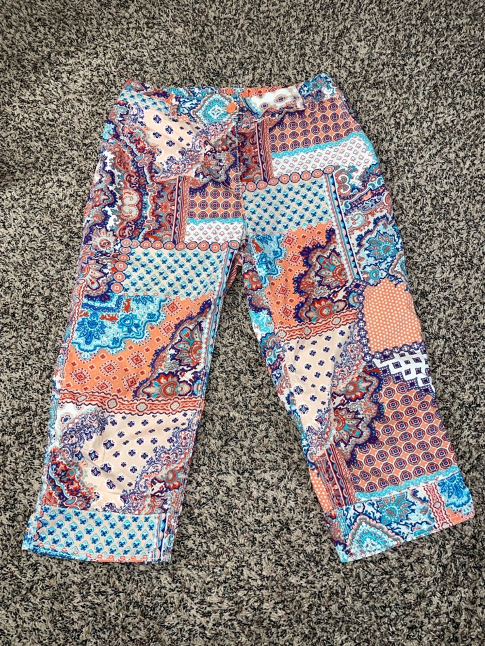 Chicos Bohemian Paisley Print Relaxed Fit Ankle Trousers Size 0.5 (6) | EUC